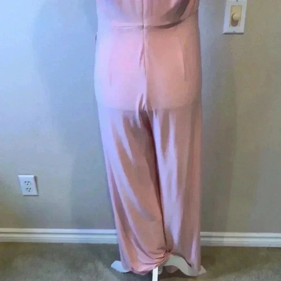 NWT Nina Leonard Soft Pink Twist Halter Knit Wide Leg Jumpsuit w/Pockets-Size M - Picture 8 of 10
